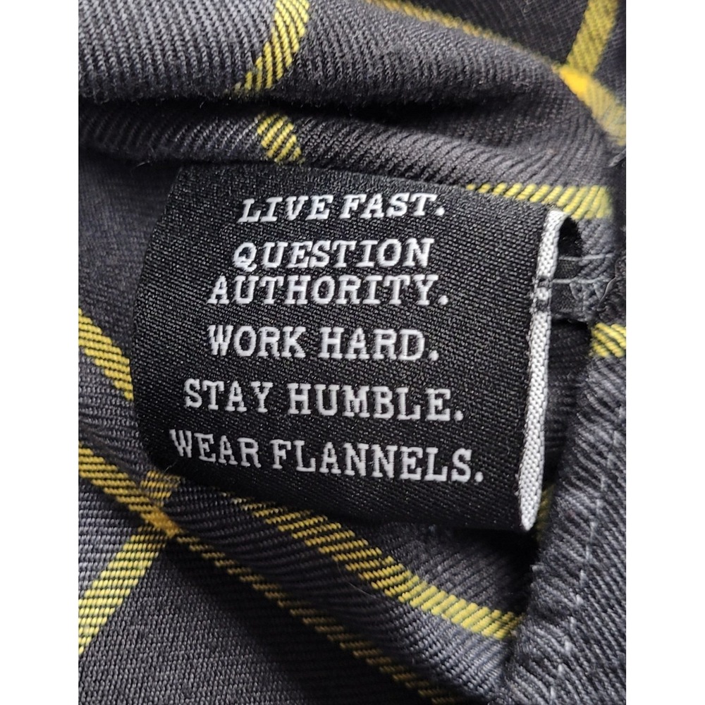 Dixxon Form and Function Flannel Men's 3XL Black Gray Plaid w/ Yellow Stripes - Picture 5 of 10
